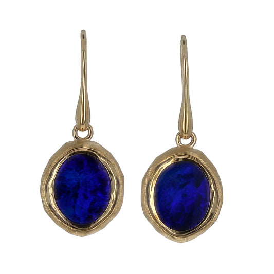 Black Opal Doublet Drop Earrings