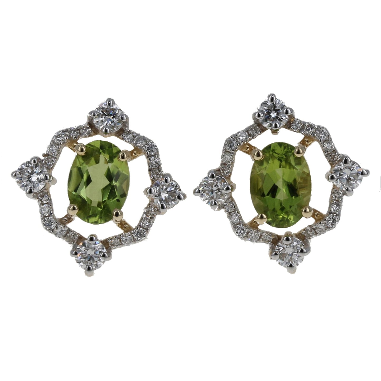 Peridot and Lab Grown Diamond Earrings