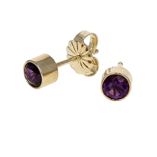 Amethyst Bezel-Set Stud Earrings