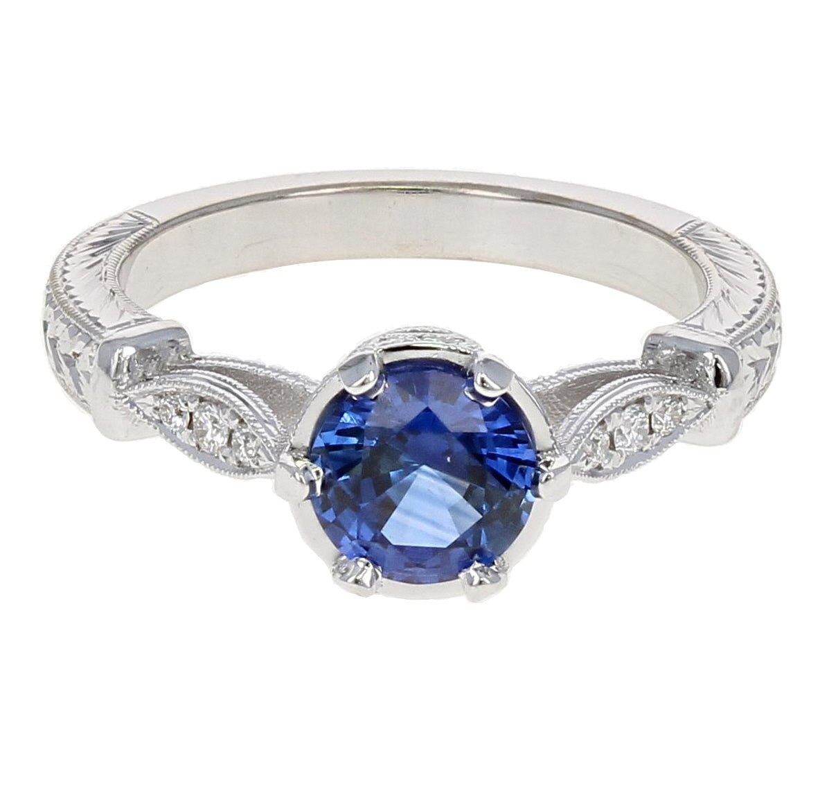 Sapphire and Diamond Vintage-Style Ring