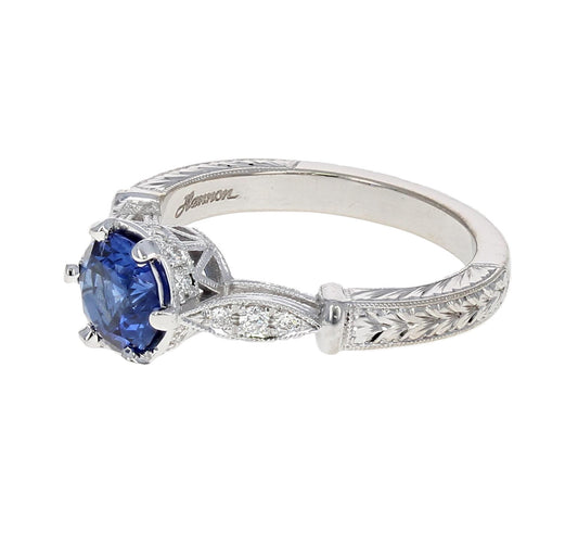 Sapphire and Diamond Vintage-Style Ring