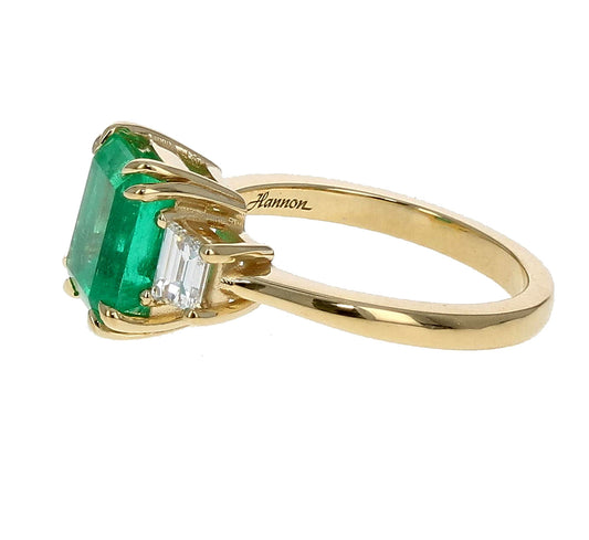 Emerald And Diamond 3-Stone Ring