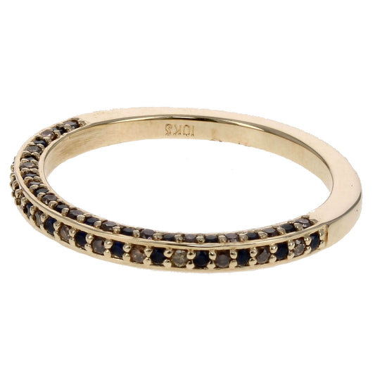 Sapphire and Chocolate Diamond Pave Halfway Band