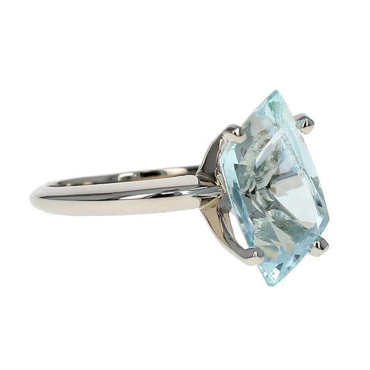 Aquamarine Fancy-Cut Solitaire Ring