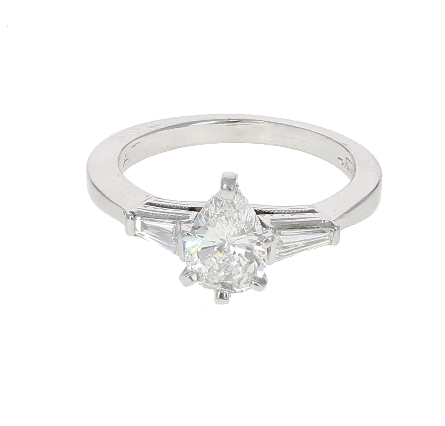 Pear Shaped Three Stone Engagement Ring