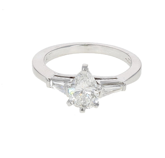 Pear Shaped Three Stone Engagement Ring