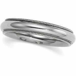 White Gold Polished and Milgrain Wedding Band