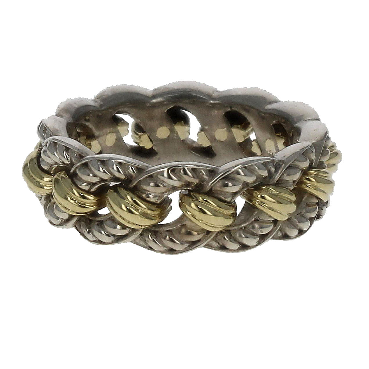 Sterling Silver and Yellow Gold Braided Wedding Band