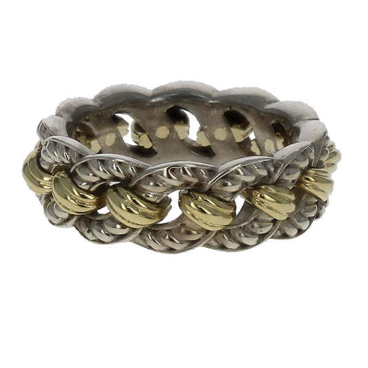 Sterling Silver and Yellow Gold Braided Wedding Band