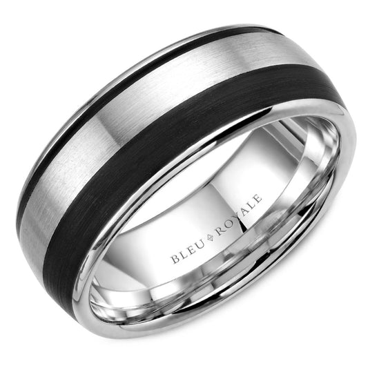 Black Carbon White Gold Wedding Band