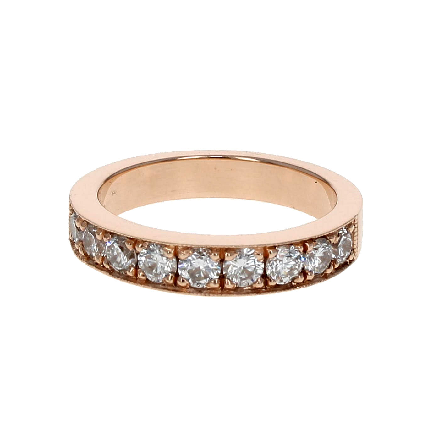 Diamond and Milgrain Rose Gold Band