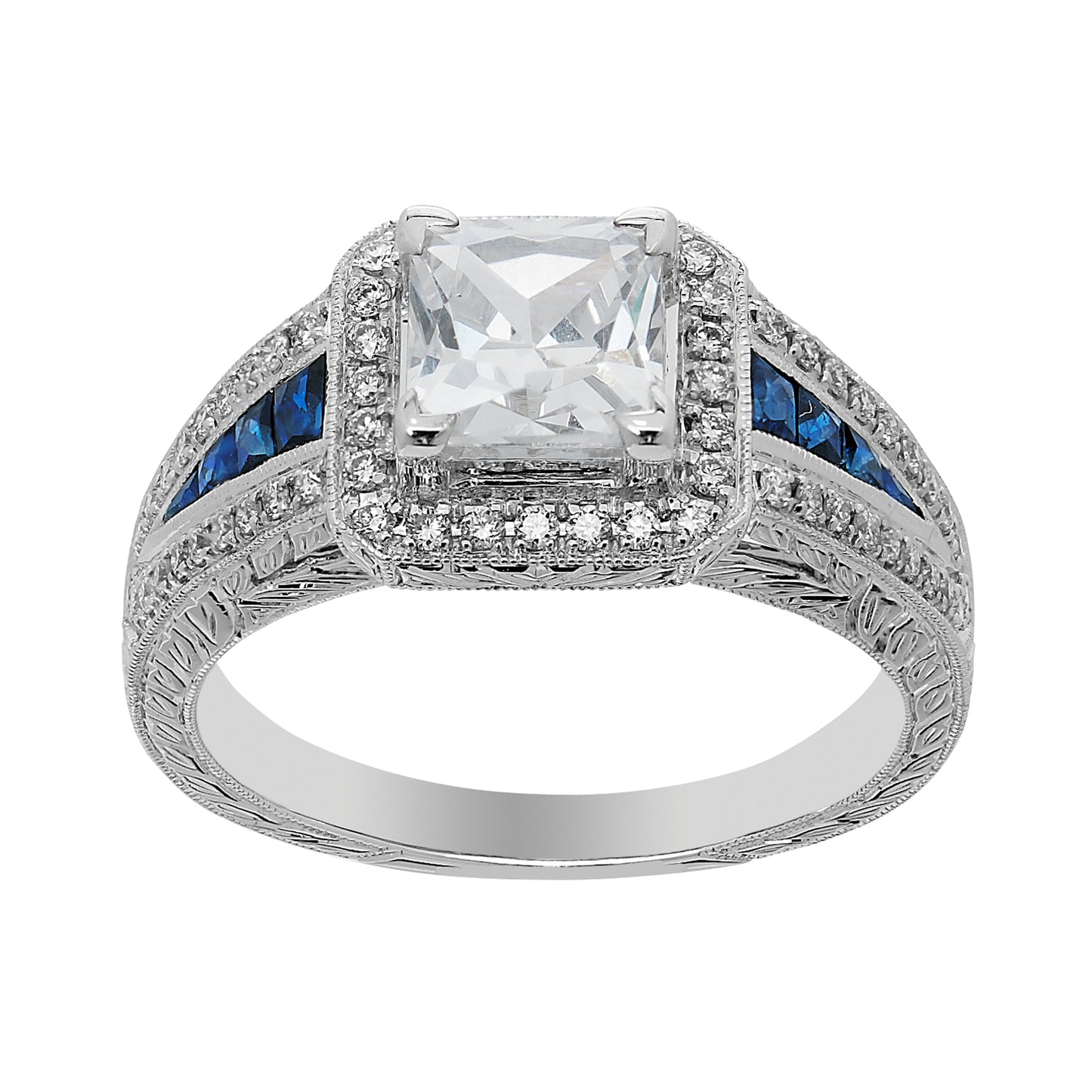Diamond and Sapphire Engagement Ring
