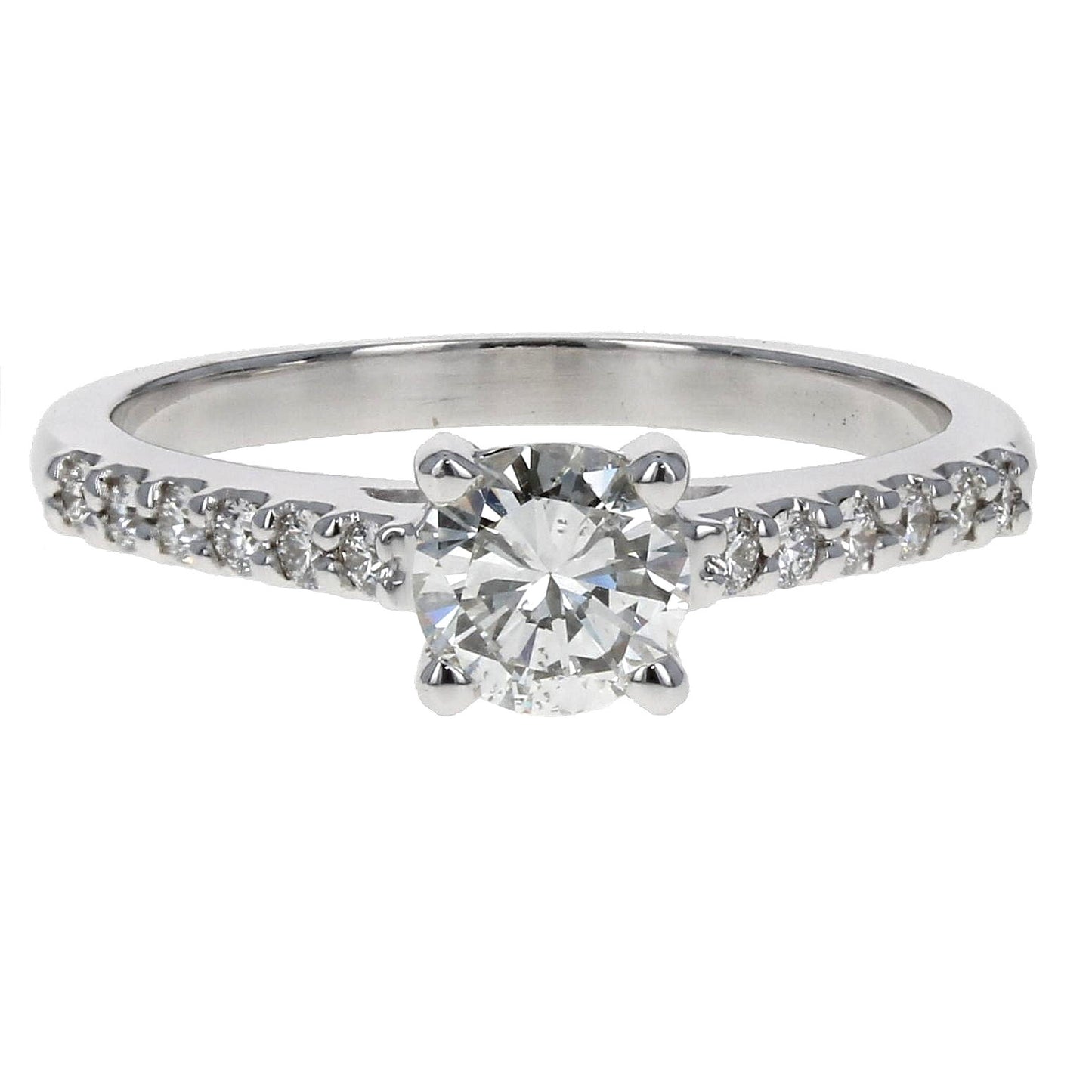 Round Diamond with Pave Band Engagement Ring