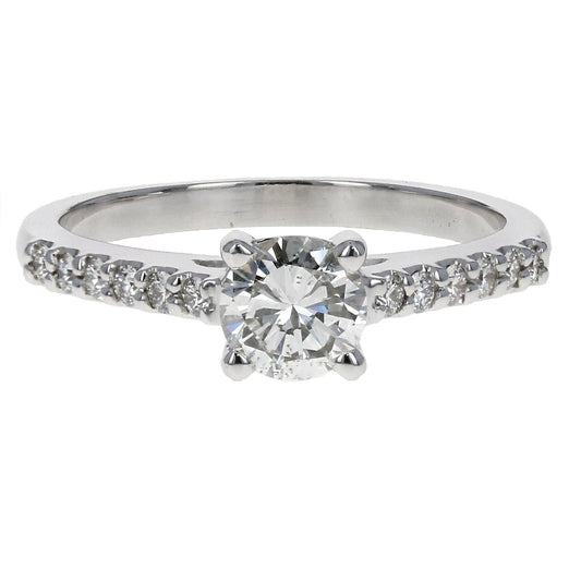 Round Diamond with Pave Band Engagement Ring