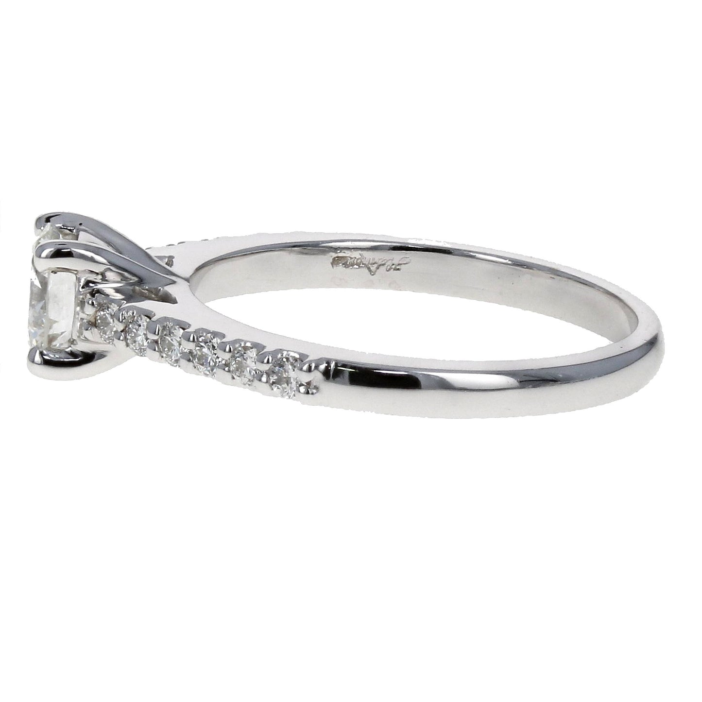 Round Diamond with Pave Band Engagement Ring