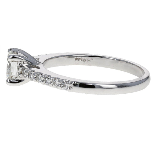 Round Diamond with Pave Band Engagement Ring