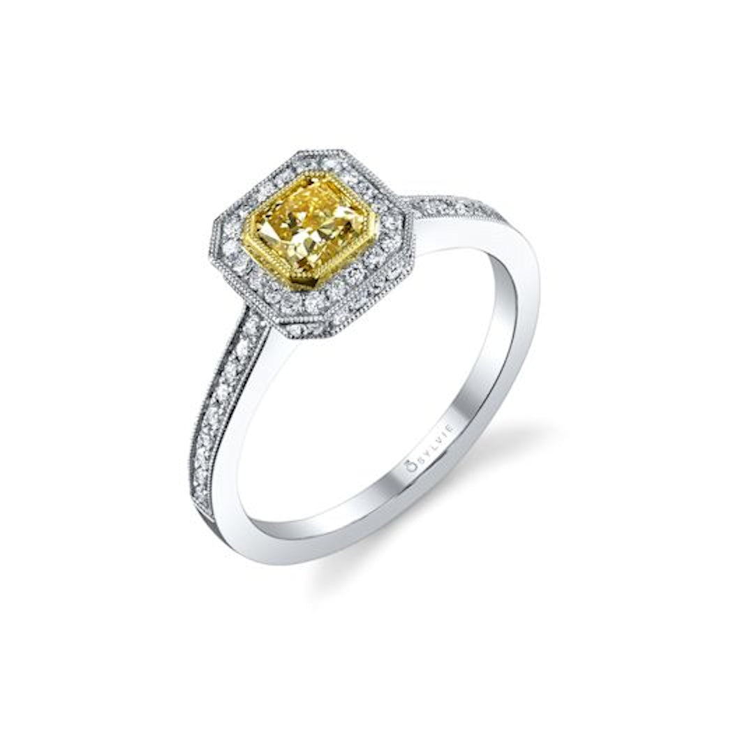 Yellow Diamond Halo Engagement Ring