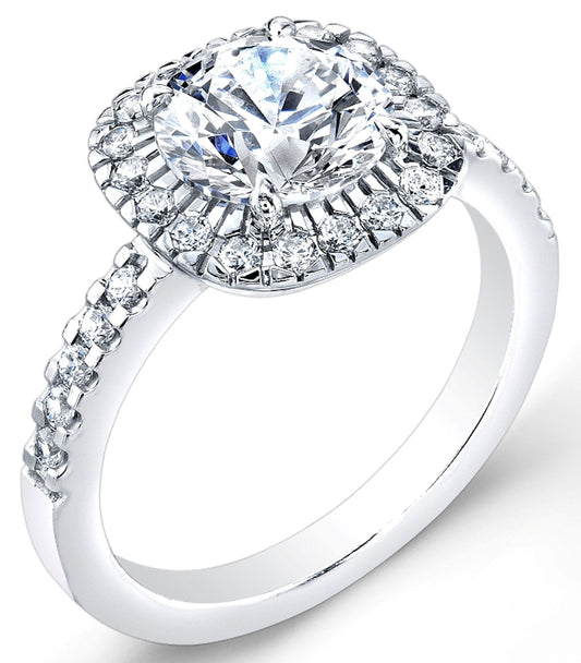 Round Cut Cushion Halo Diamond Ring