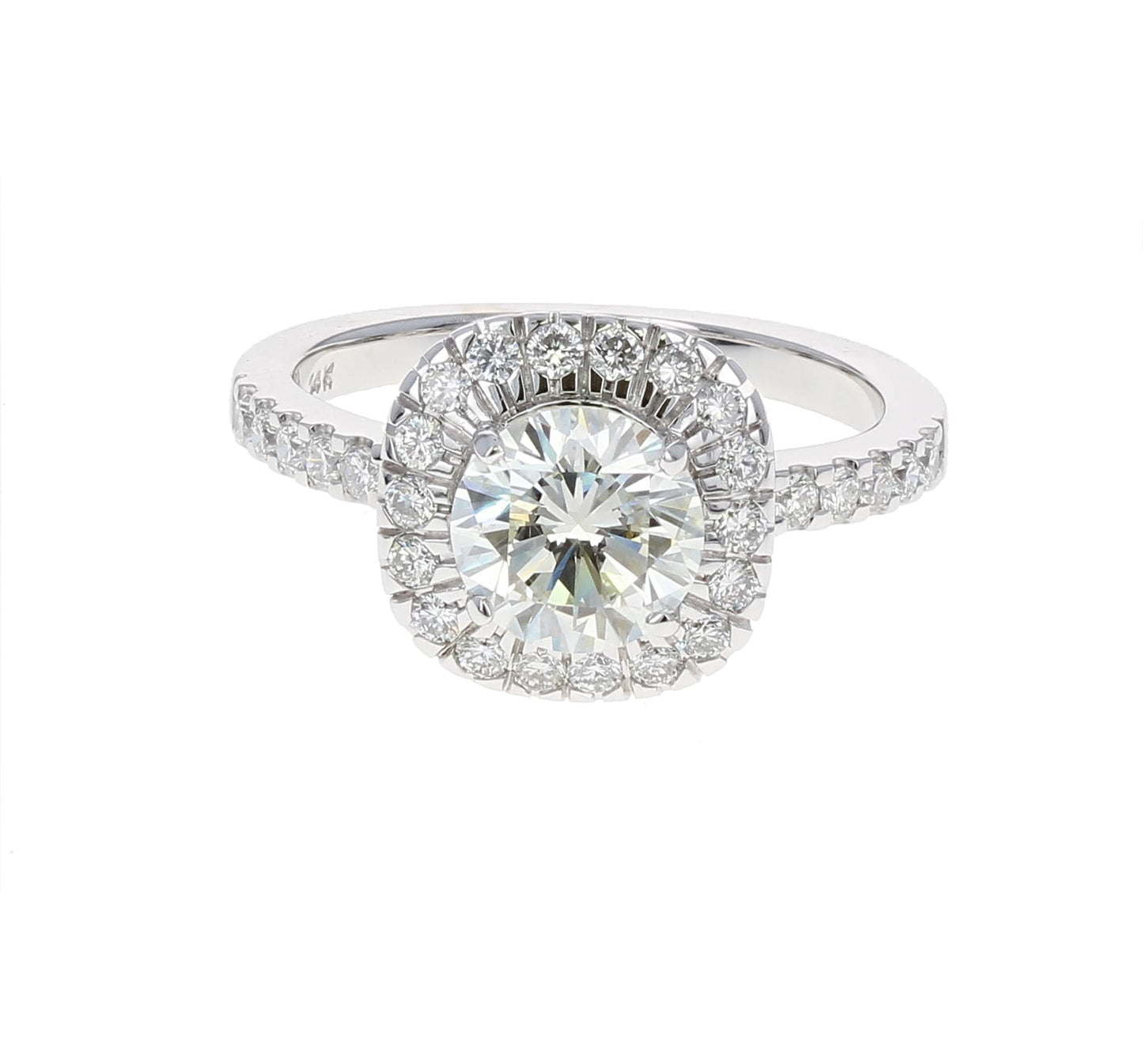 Round Cut Cushion Halo Diamond Ring