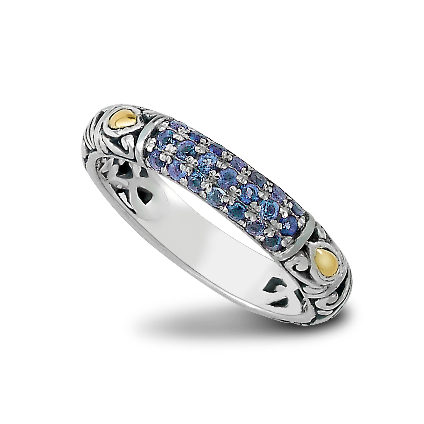 Blue Sapphire Pave Ring