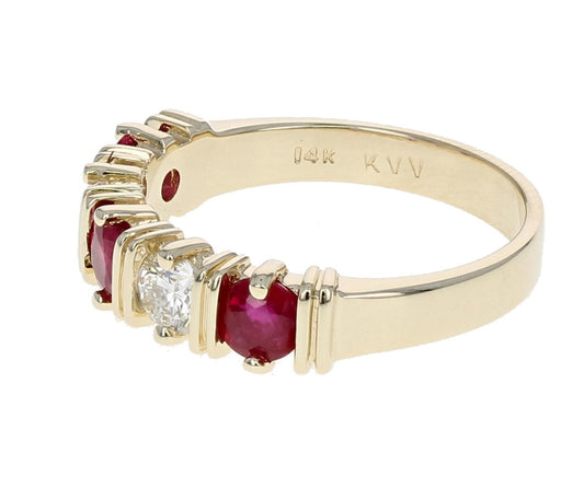 Ruby and Diamond 5-Stone Band
