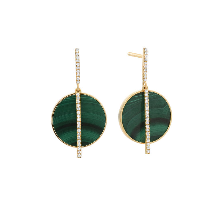 Malachite and Diamond Earrings