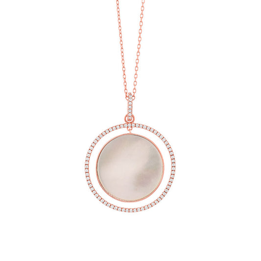 Mother of Pearl and Diamond Halo Pendant