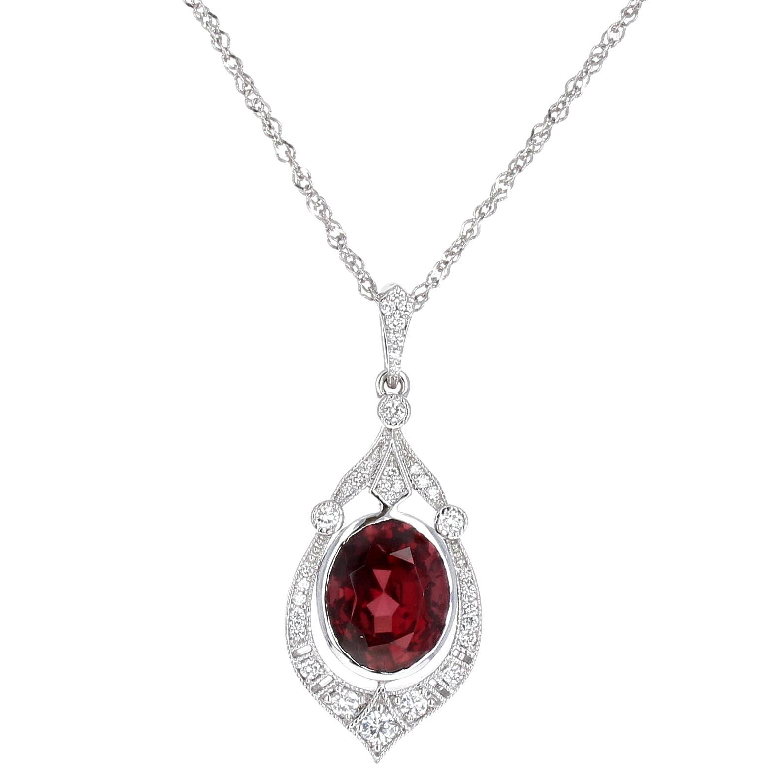 Red Spinel and Diamond Pendant – Hannon - Main Image