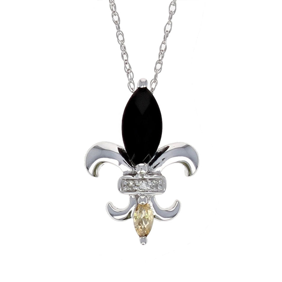 Black And Gold Fleur-De-Lis Pendant