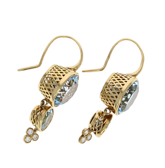 Blue Topaz Diamond Drop Earrings