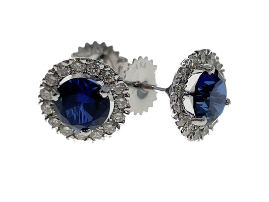 Martini Round Halo Sapphire Ring