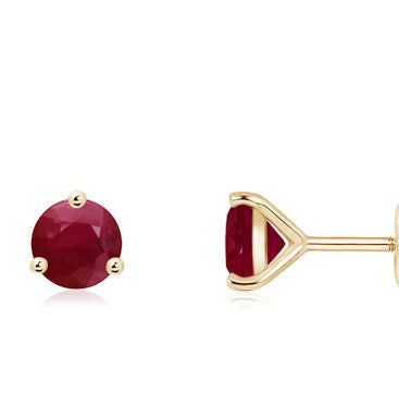 Yellow Gold Ruby Stud Earrings