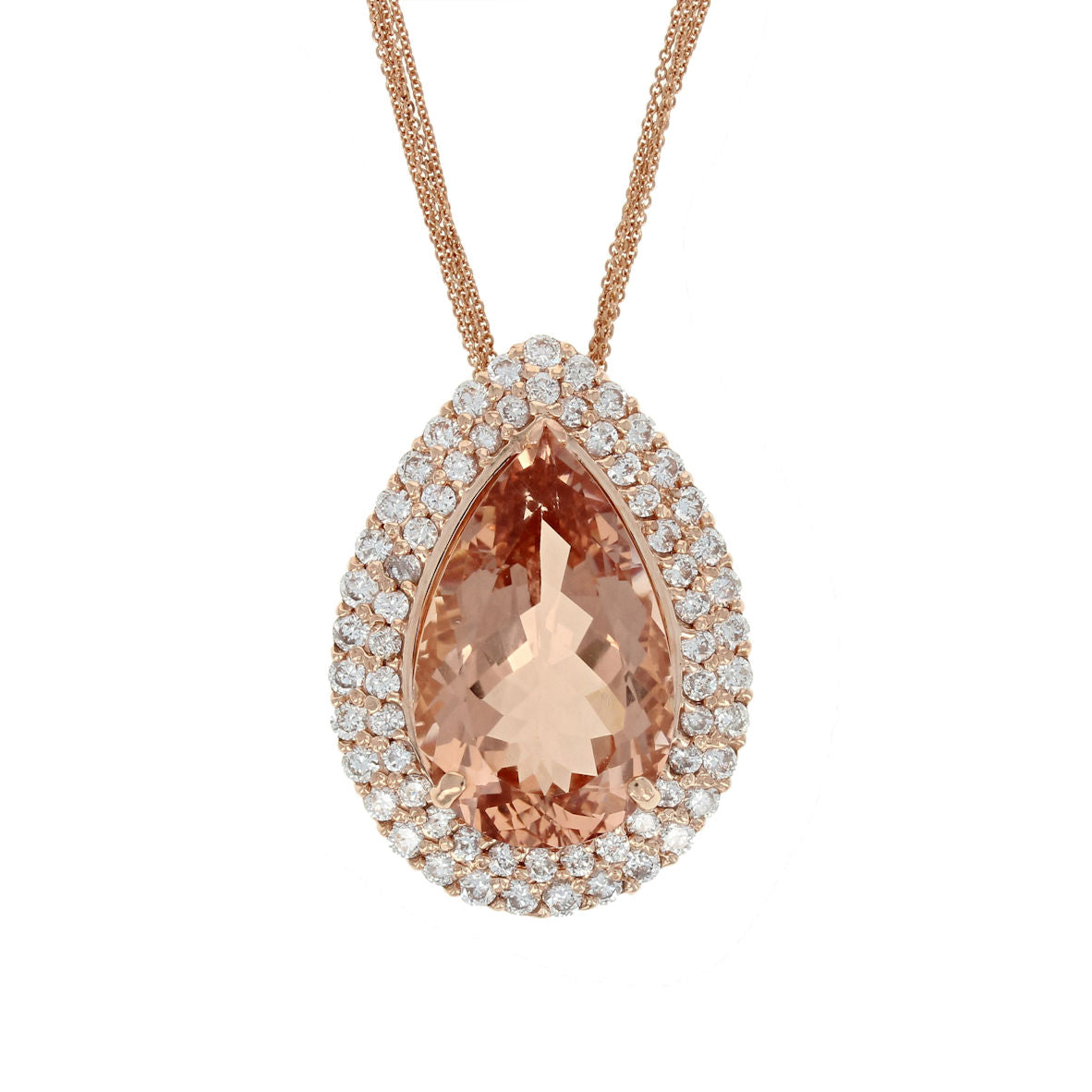 Pear Morganite Diamond Necklace