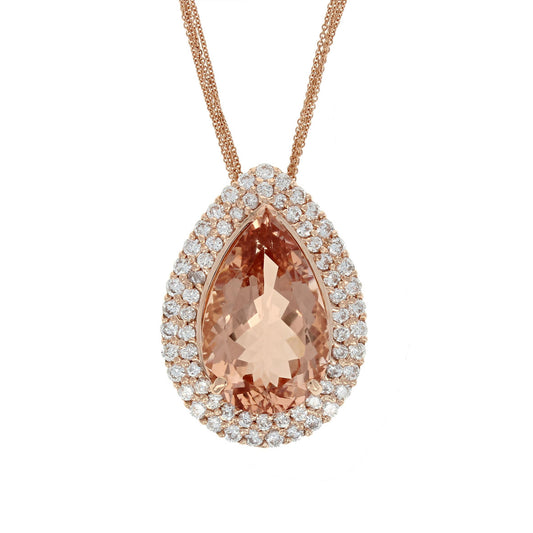 Pear Morganite Diamond Necklace