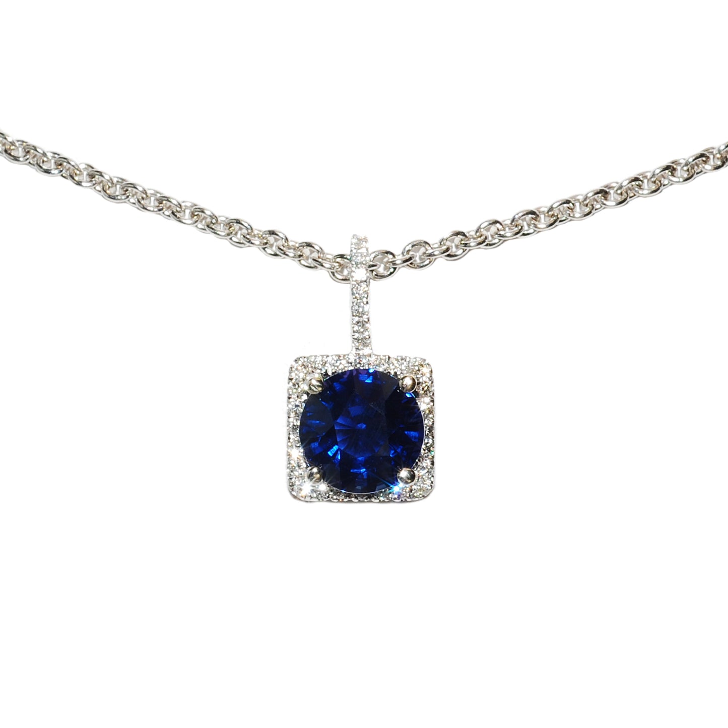 Blue Sapphire Diamond Pendant