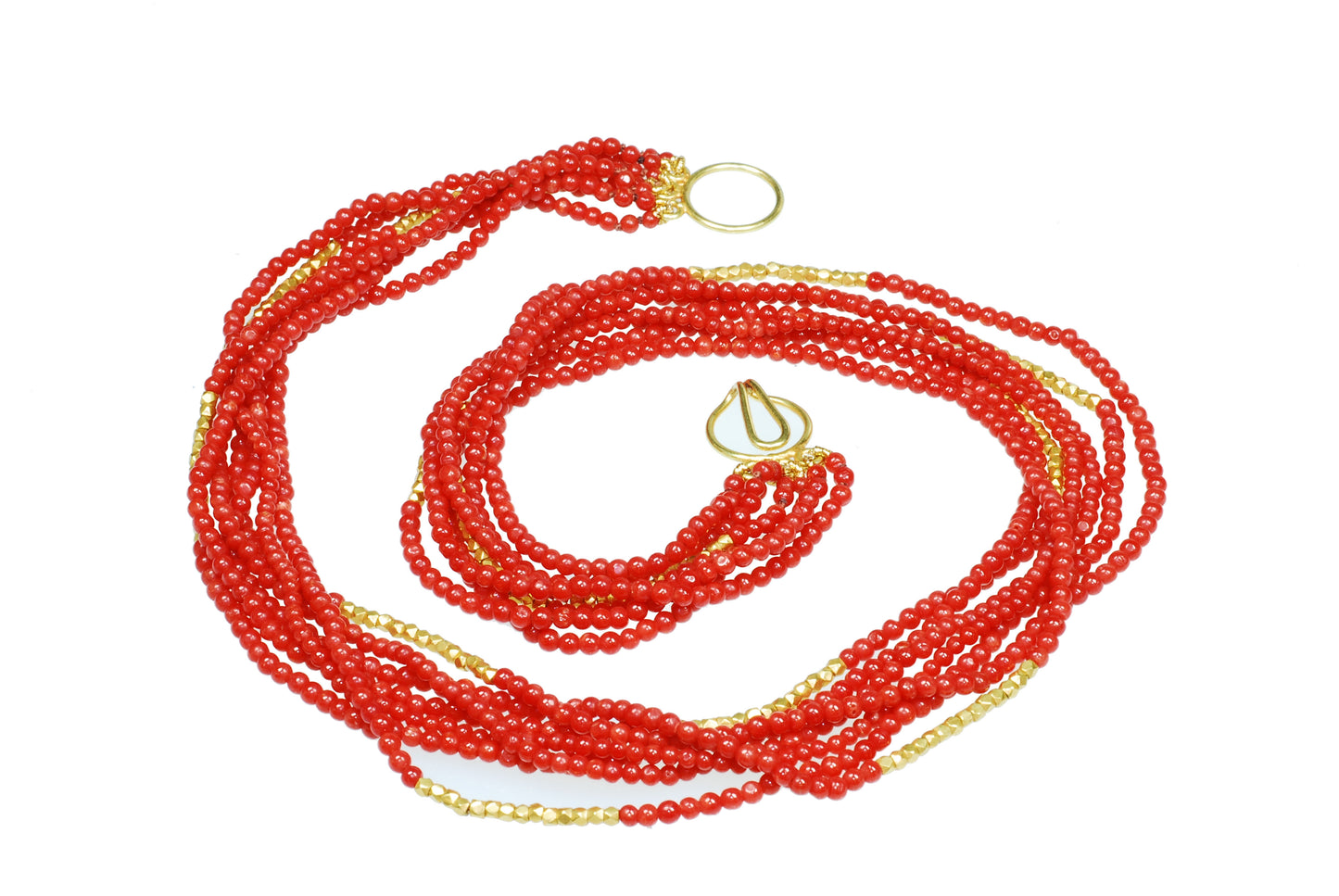 Coral and Gold Bead Necklace