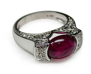 Red Tourmaline and Diamond Ring