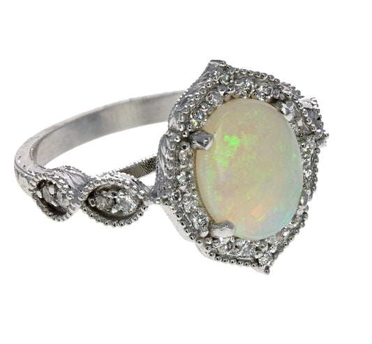 Opal and Diamond Ring