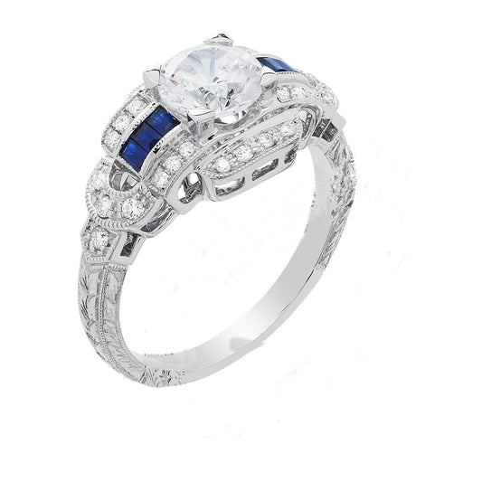 Vintage Blue Sapphire Engagement Ring