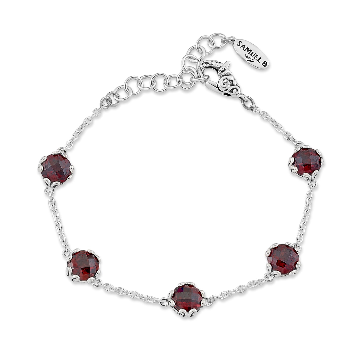 Bali Garnet Link Station Bracelet