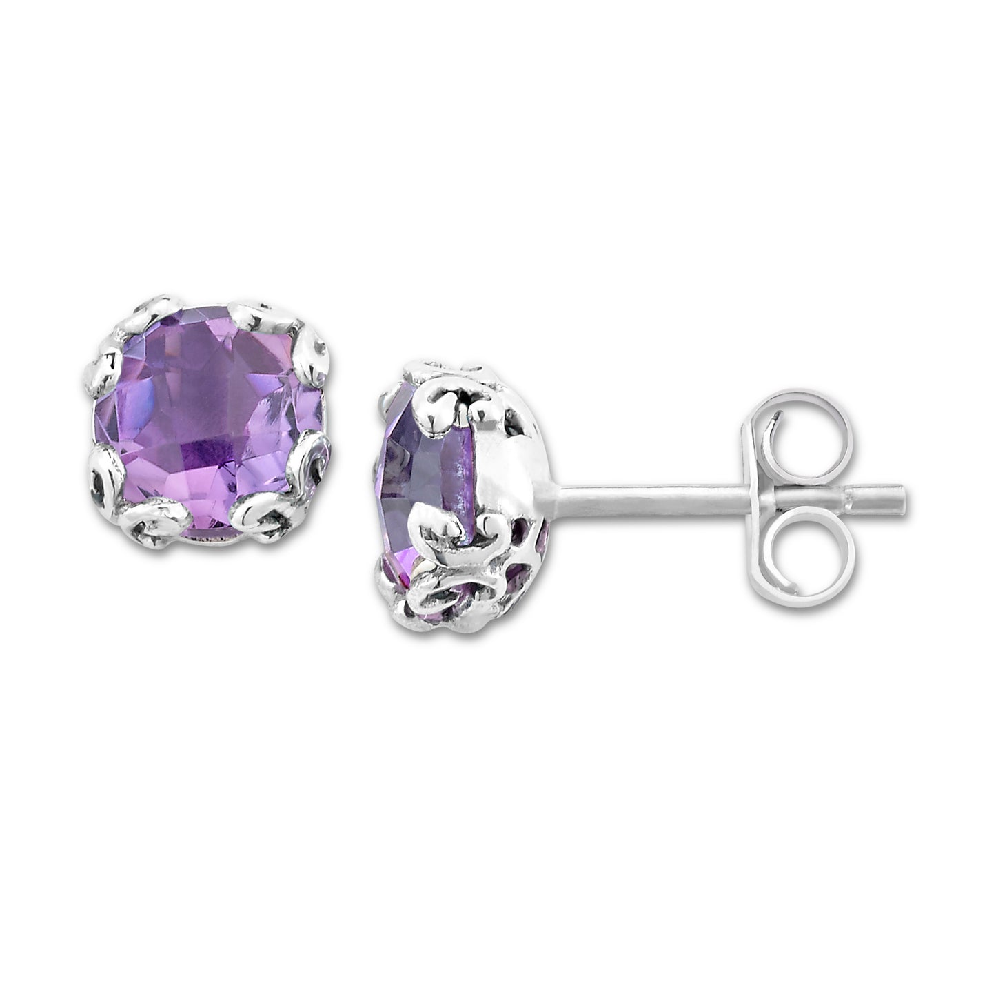 Bali Amethyst Stud Earrings