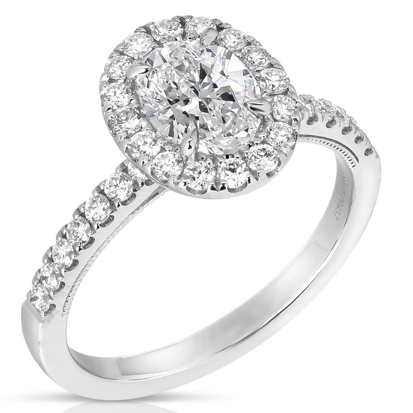 2 Ct Total Weight Oval Lab Grown Halo Engagement Ring