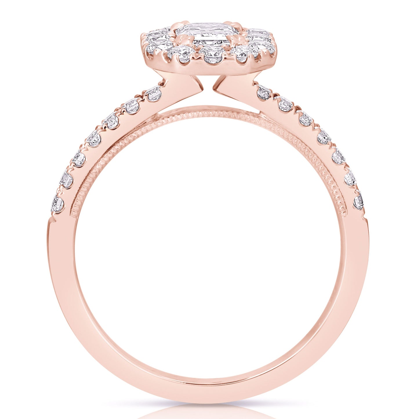 1/2 Ct Emerald Cut Complete Engagement Ring