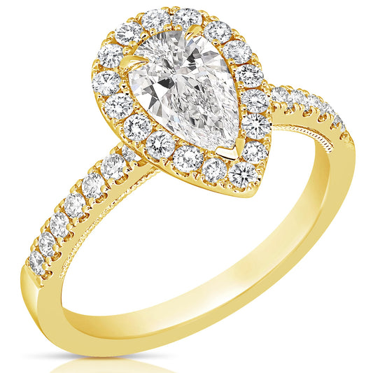 1 Ct Pear Shape Complete Engagement Ring
