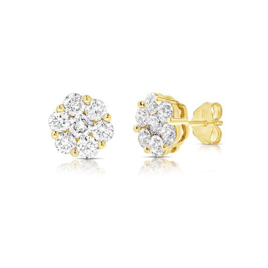 1 1/2 Ct Flower Cluster Studs