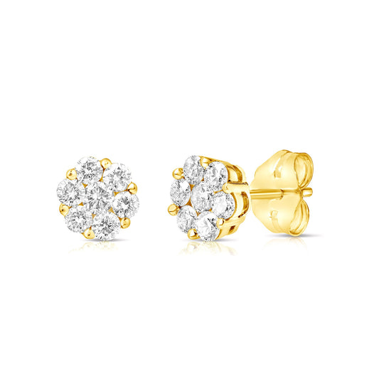 1/2 Ct Flower Cluster Studs