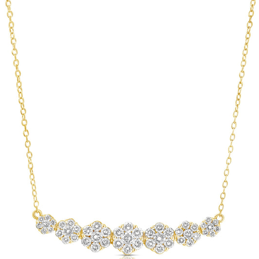 1 Ct 7 Stone Graduating Flower Cluster Necklace