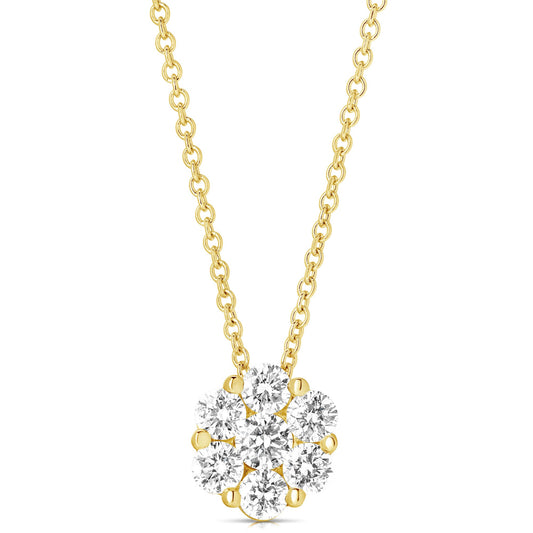 1/2 Ct Flower Cluster Pendant