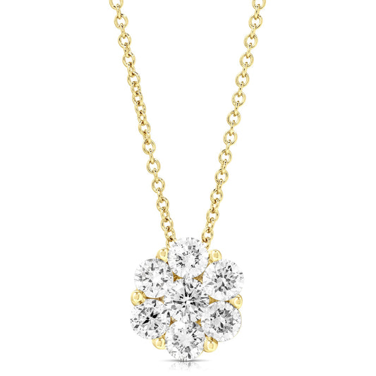 3/4 Ct Flower Cluster Pendant