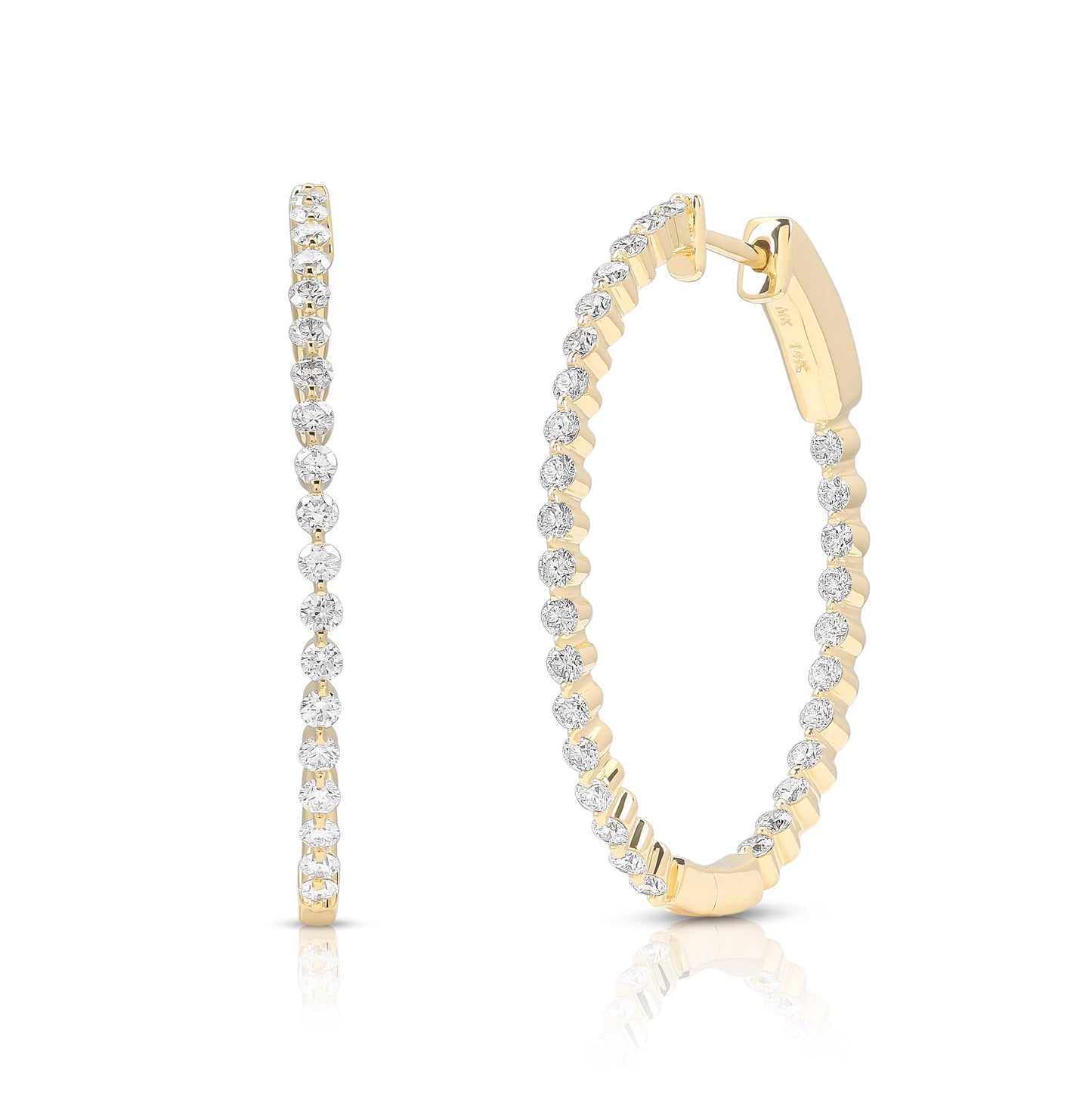 Premier Large Oval Shared Single Prong Hoops